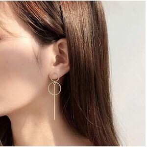 Geometric Double Circle Hoop Dangle Earrings